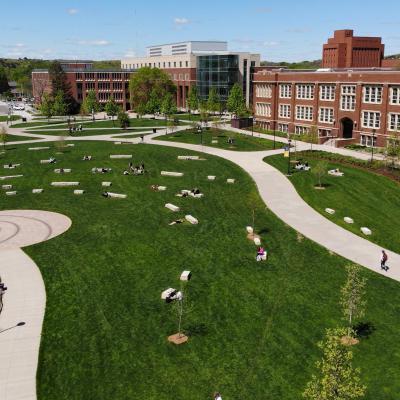 A view of campus mall shot from library roof 